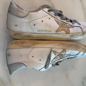 Authentic Golden Goose White and Gold Sneakers sz 38